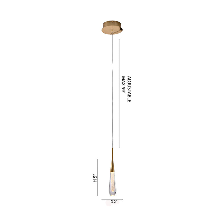Gold Aluminium Frame Pendant Light with Gold Dusted Clear Glass Drop by Bethel - view 7