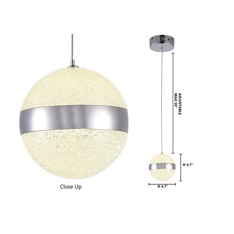 Clear Crystal Beaded Ball LED Pendant Light with Chrome Hardware by Bethel - view 4