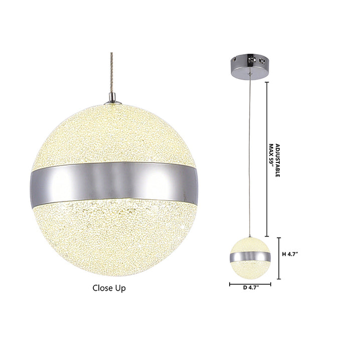 Clear Crystal Beaded Ball LED Pendant Light with Chrome Hardware by Bethel - view 4