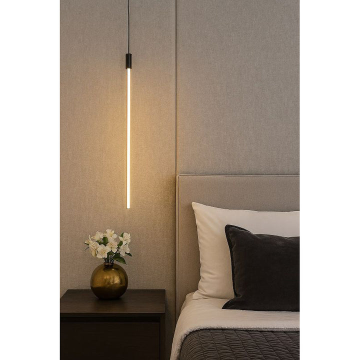Black LED Stick Pendant Light with White Acrylic Diffuser by Bethel - view 6
