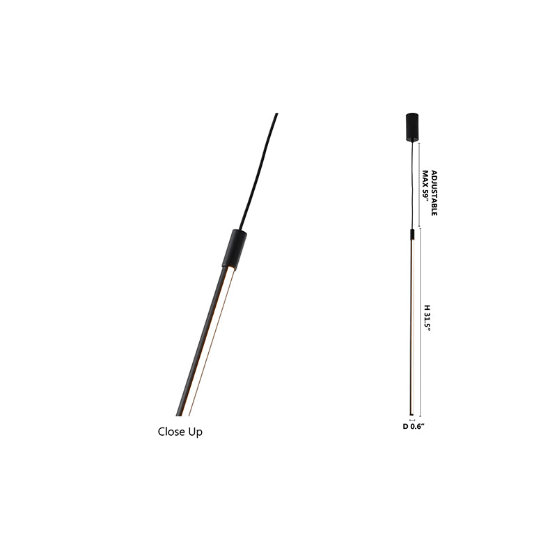 Black LED Stick Pendant Light with White Acrylic Diffuser by Bethel - view 7
