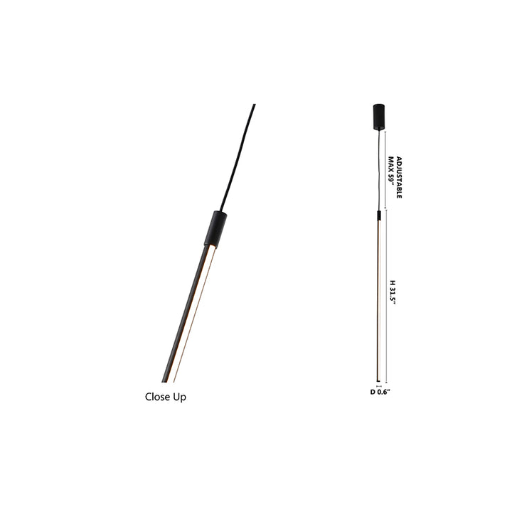 Black LED Stick Pendant Light with White Acrylic Diffuser by Bethel - view 7