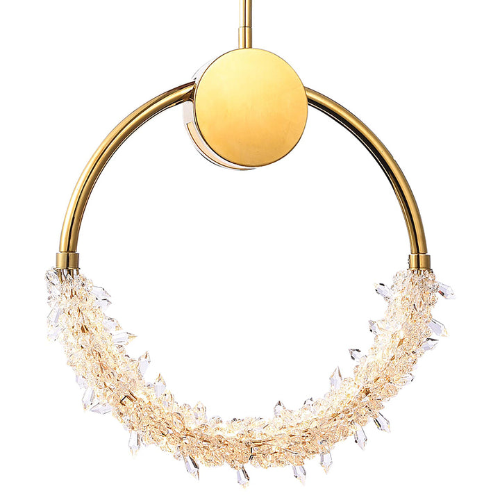 Stainless Steel LED Single Pendant Light with Clear Crystal Beading by Bethel - view 23