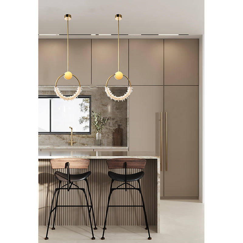 Stainless Steel LED Single Pendant Light with Clear Crystal Beading by Bethel - view 24