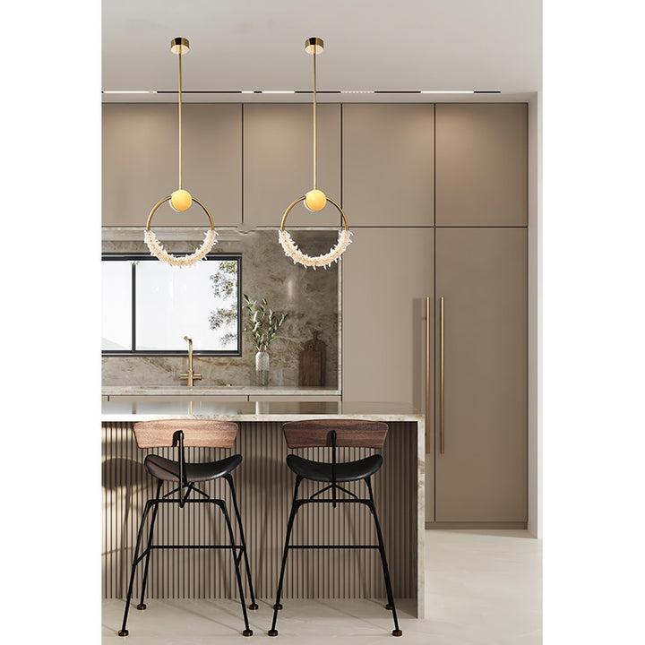 Stainless Steel LED Single Pendant Light with Clear Crystal Beading by Bethel - view 24