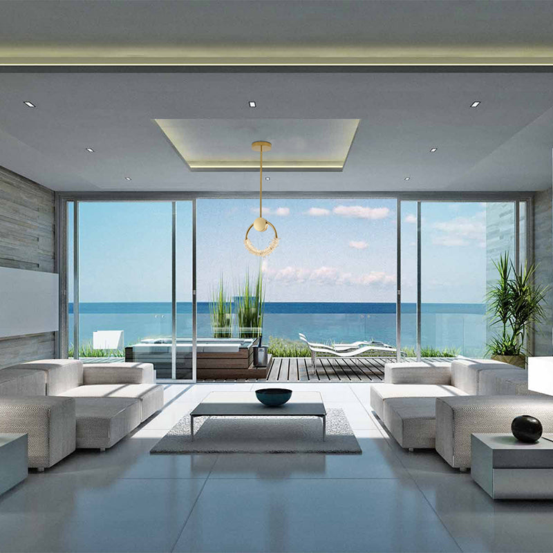 Stainless Steel LED Single Pendant Light with Clear Crystal Beading by Bethel - view 13