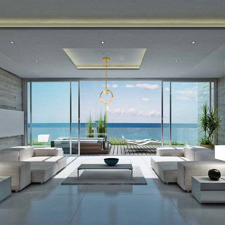 Stainless Steel LED Single Pendant Light with Clear Crystal Beading by Bethel - view 13