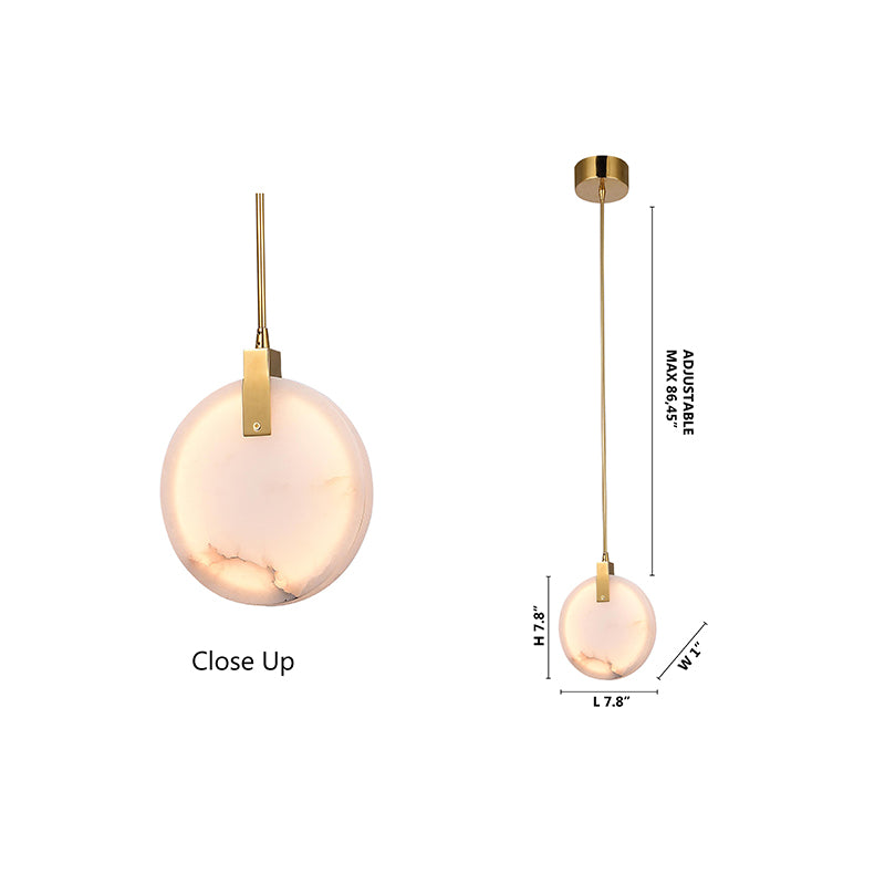 Stainless Steel LED Single Pendant Light with Spanish Alabaster by Bethel - view 9