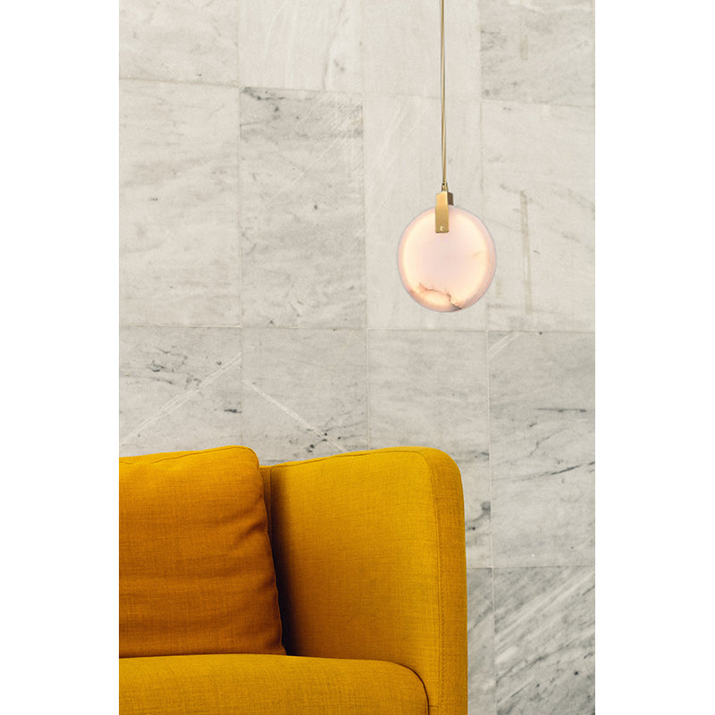 Stainless Steel LED Single Pendant Light with Spanish Alabaster by Bethel - view 11