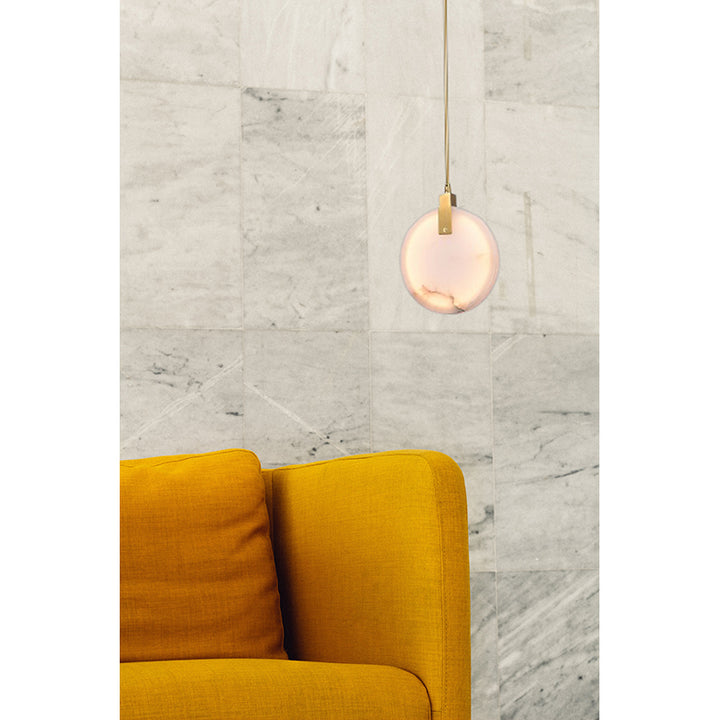 Stainless Steel LED Single Pendant Light with Spanish Alabaster by Bethel - view 11
