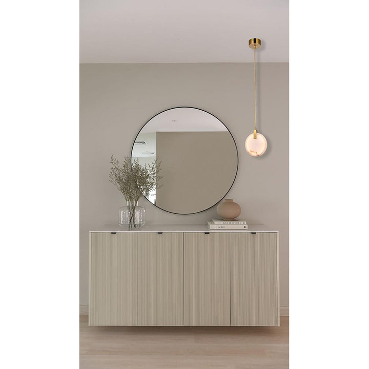 Stainless Steel LED Single Pendant Light with Spanish Alabaster by Bethel - view 13