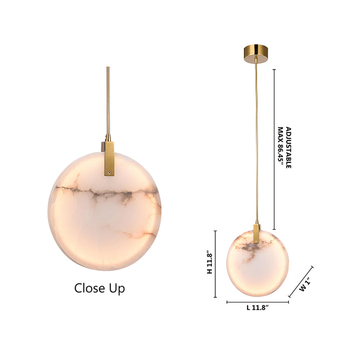 Stainless Steel LED Single Pendant Light with Round Spanish Alabaster by Bethel - view 8