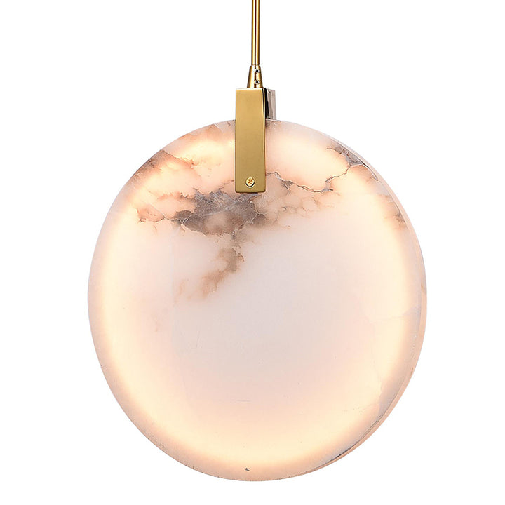 Stainless Steel LED Single Pendant Light with Round Spanish Alabaster by Bethel - view 10