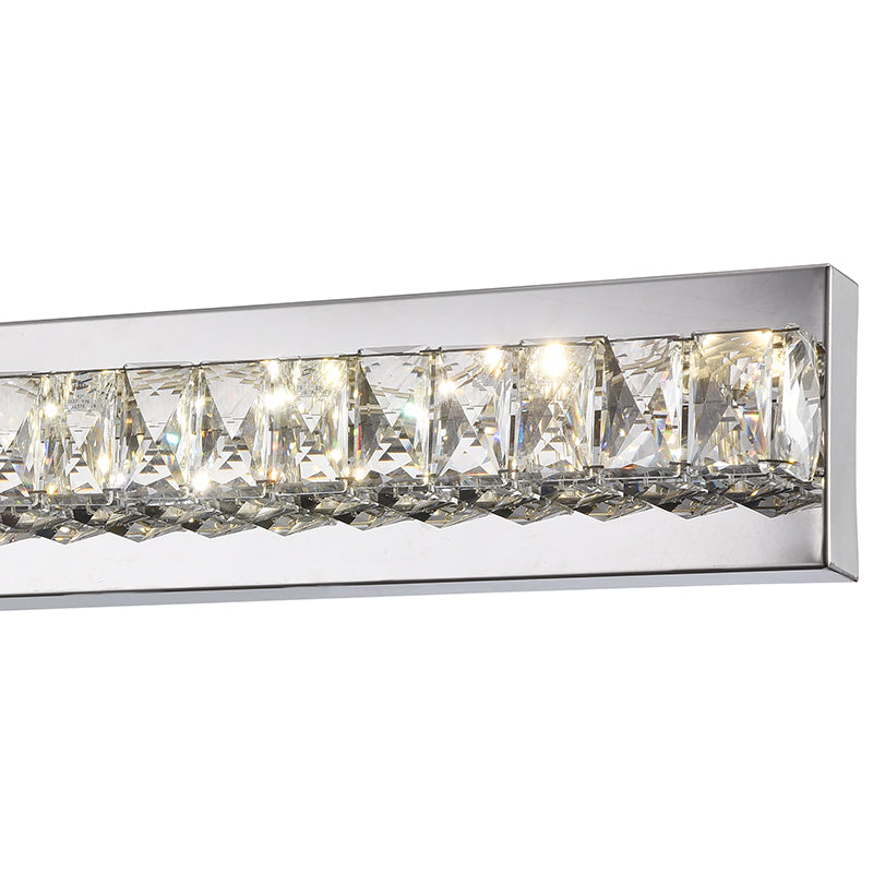 Clear Crystal Bar LED Wall Sconce with Stainless Steel Chrome Frame by Bethel - view 4