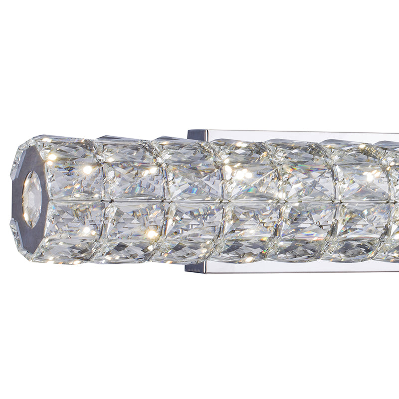Clear Crystal Cylinder Wall Sconce with Chrome Frame by Bethel - view 2