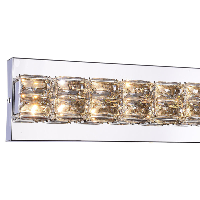Chrome Frame LED Wall Sconce with Clear Crystals Size: L24" H3.9" D2.7"