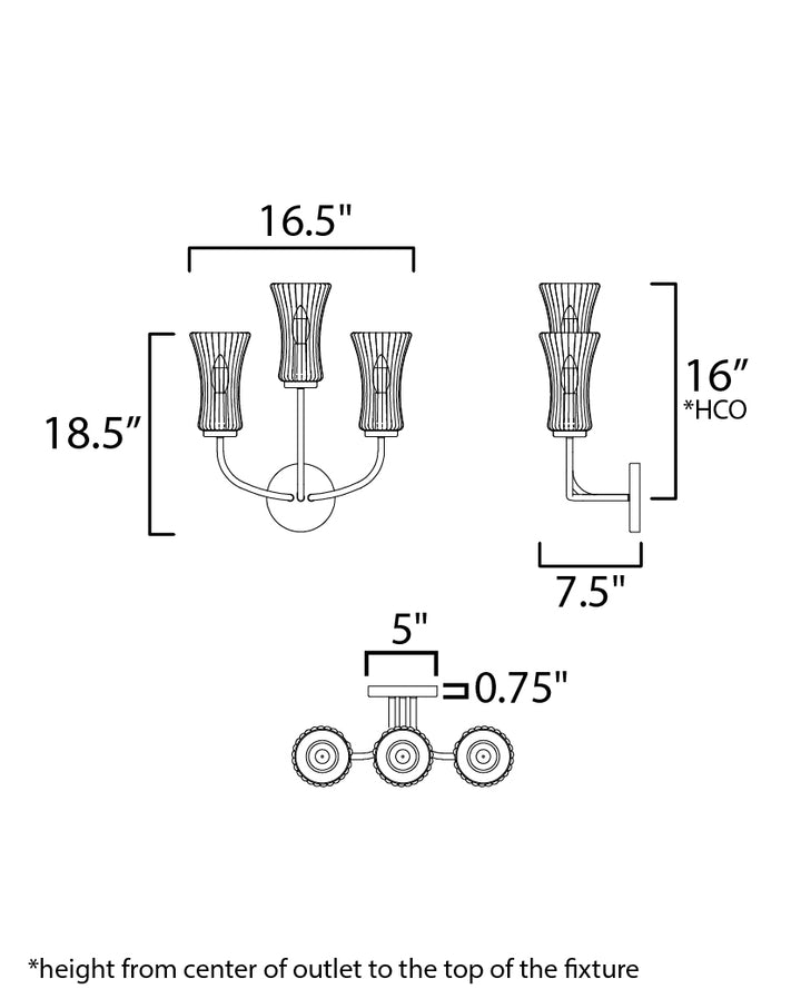 Camelot Sconce dimensions diagram