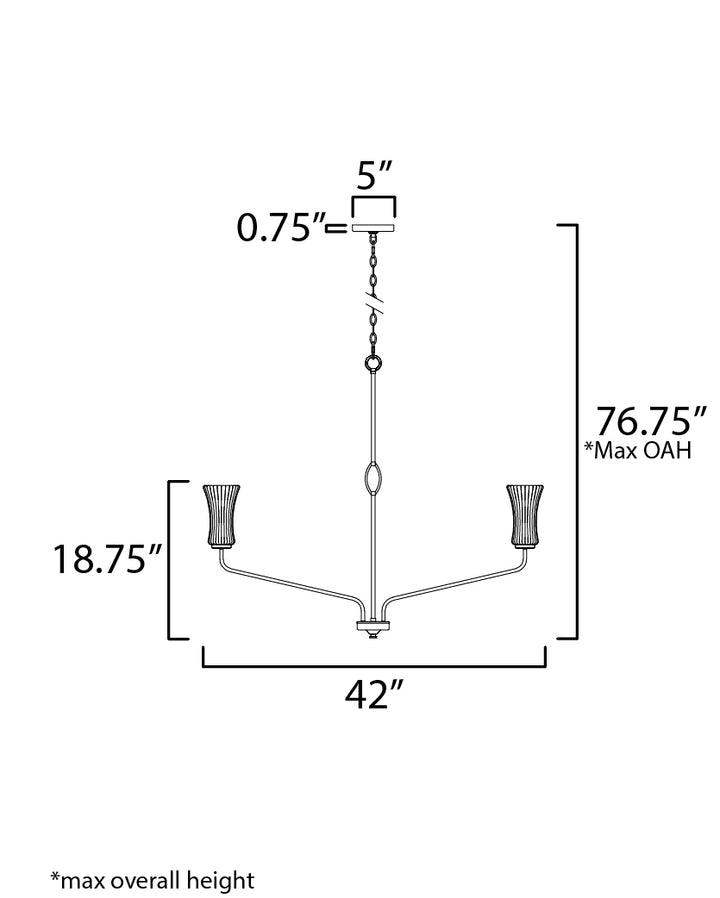 Camelot 8-Light Chandelier dimensions diagram