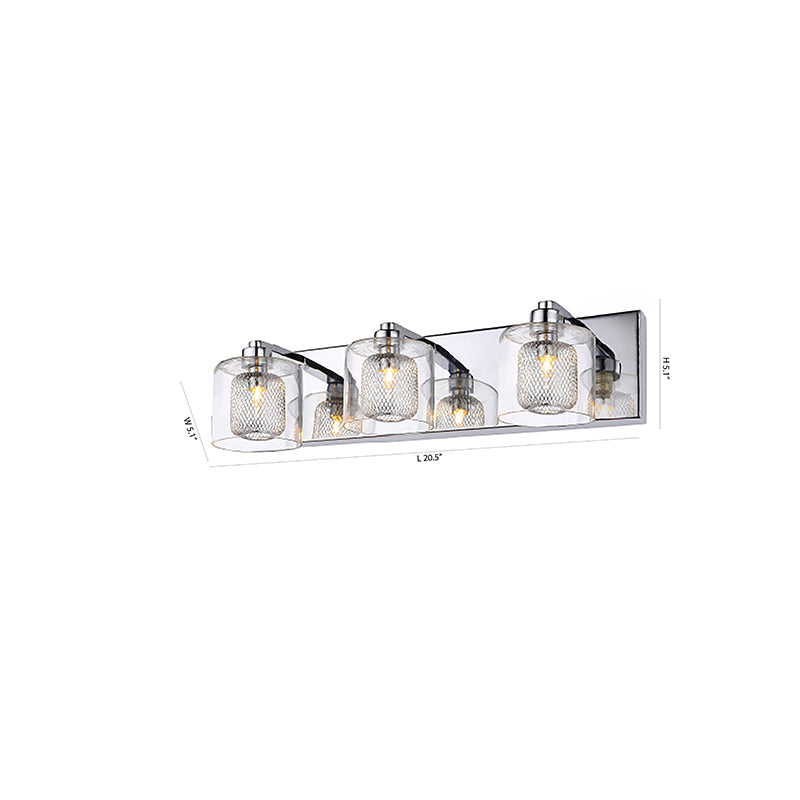Mesh &amp; Glass Shade Bathroom Vanity Light with Chrome Hardware