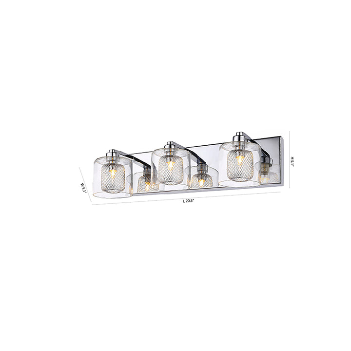 Mesh &amp; Glass Shade Bathroom Vanity Light with Chrome Hardware