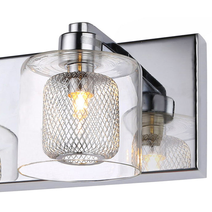 Mesh &amp; Glass Shade Bathroom Vanity Light with Chrome Hardware