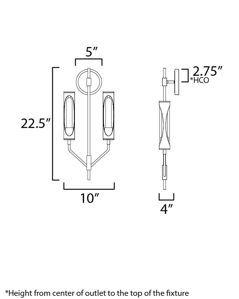 Regent 2-Light Wall Sconce dimensions diagram