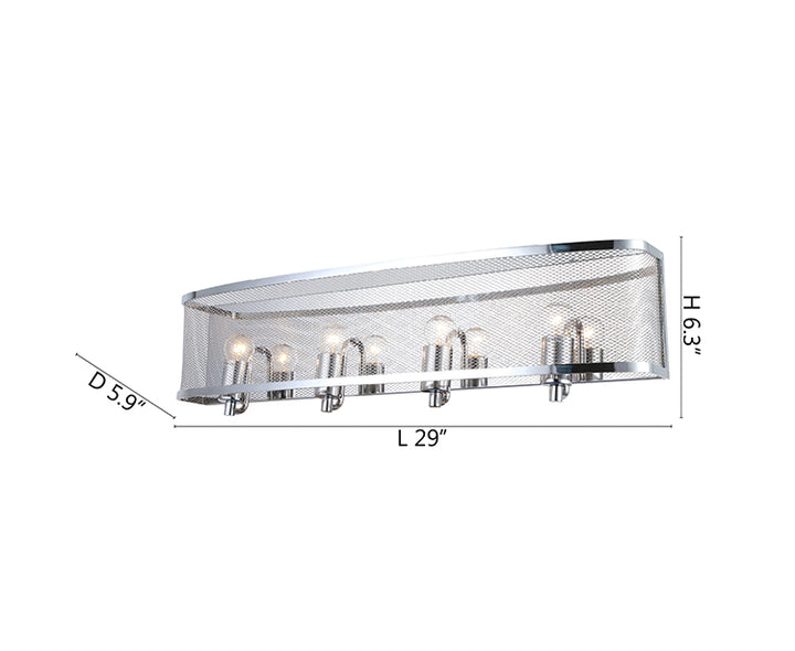Four Light Metal Mesh Shade Wall Sconce in a Chrome Frame by Bethel - view 5