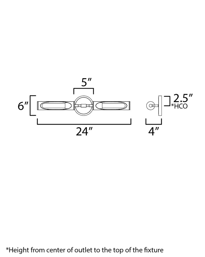 Regent 2-Light Bath Vanity dimensions diagram