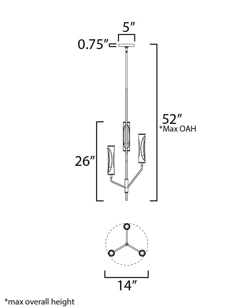 Regent Pendant dimensions diagram