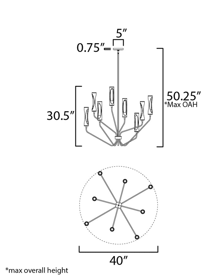 Regent 8-Light Chandelier dimensions diagram