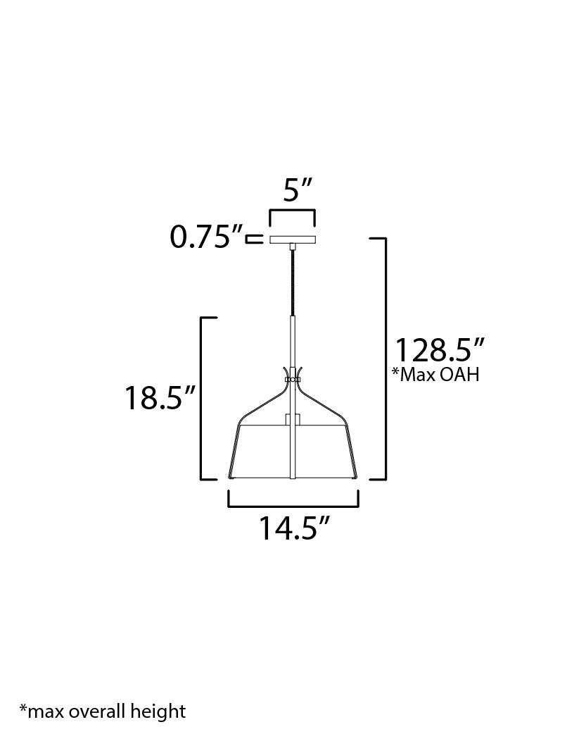 Bandera 14" 1-Light Pendant dimensions diagram