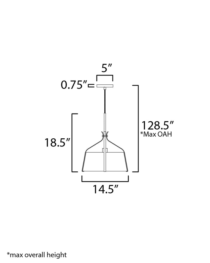 Bandera 14" 1-Light Pendant dimensions diagram