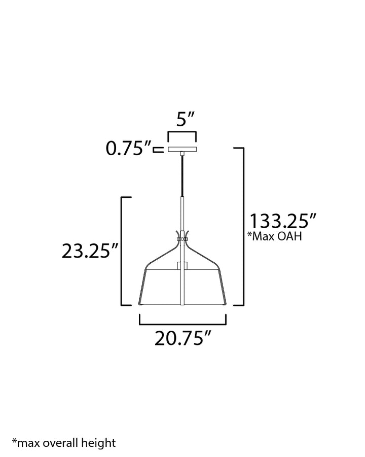 Bandera Pendant dimensions diagram