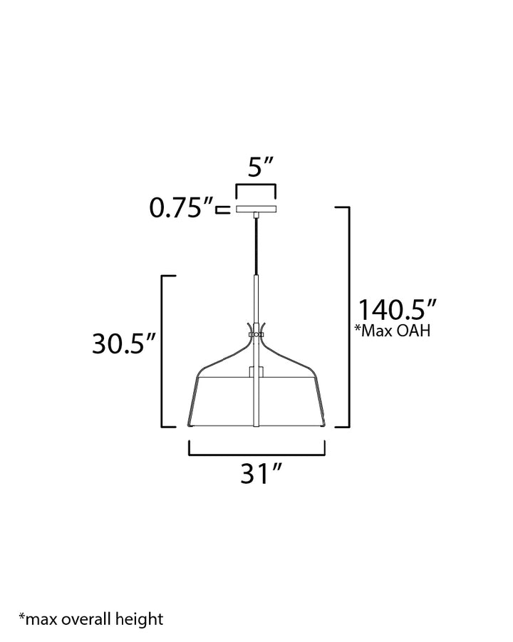 Bandera Pendant dimensions diagram
