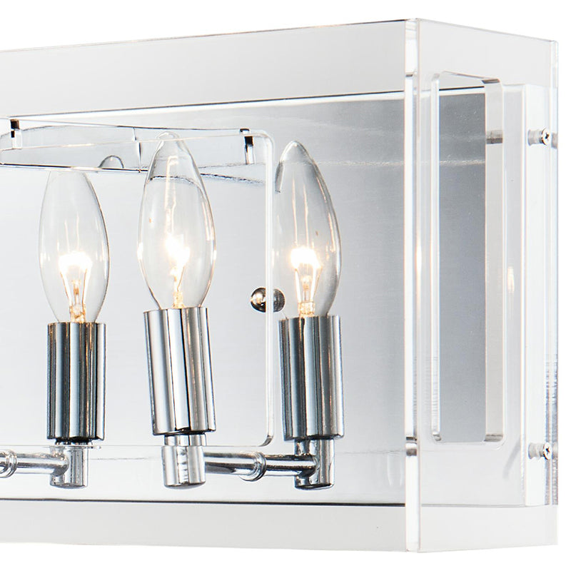 Clear Acrylic Rectangular Framed Wall Sconce with Boxed Cut Outs and