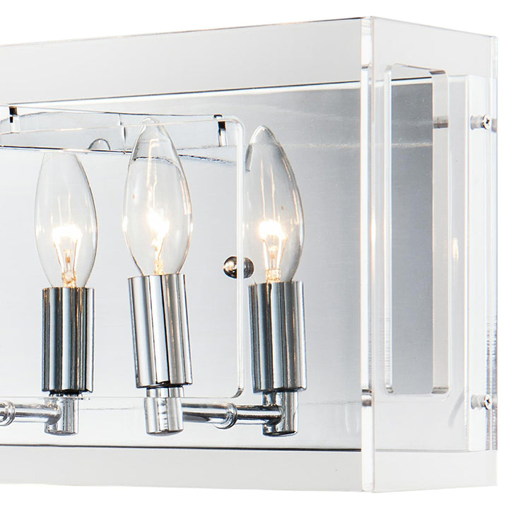 Clear Acrylic Rectangular Framed Wall Sconce with Boxed Cut Outs and