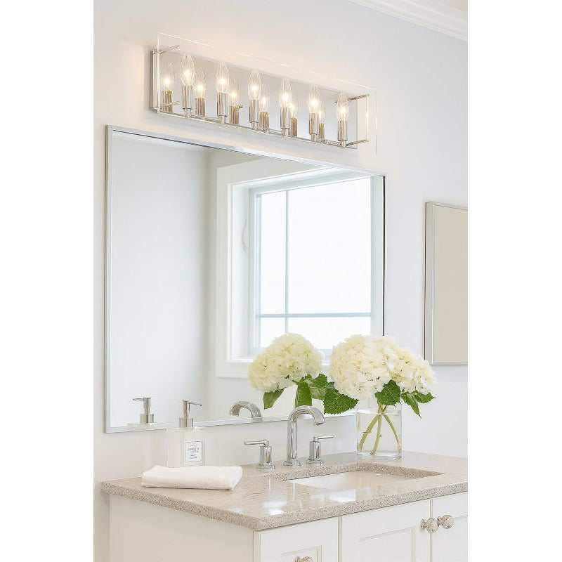 Clear Acrylic Rectangular Framed Wall Sconce with Boxed Cut Outs and