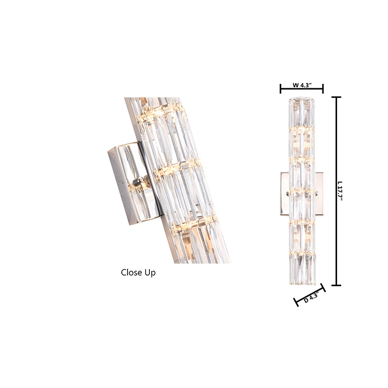 Clear Crystal Cylinder Wall Sconce with Chrome Hardware (MBC11031450) by Bethel - view 10