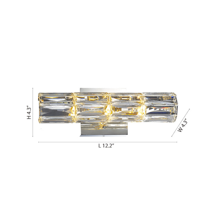 Clear Crystal Cylinder Wall Sconce with Chrome Hardware by Bethel - view 3