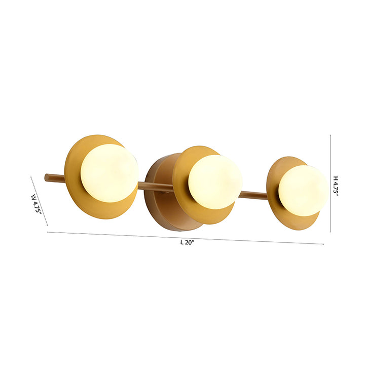 Brass Bathroom Vanity Wall Light with White Glass Shades by Bethel - view 7