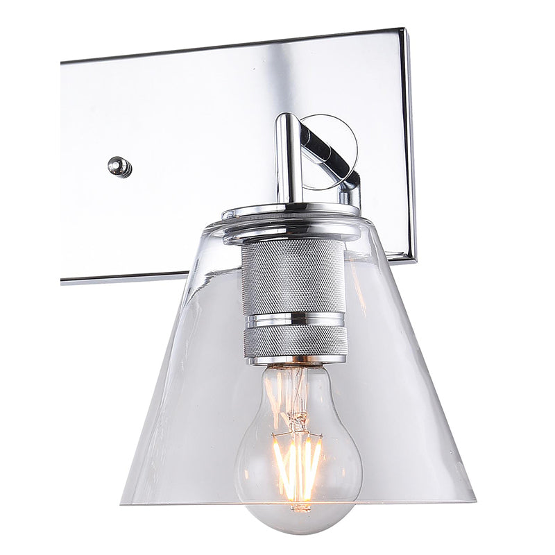 Chrome Frame Four Light Wall Sconce with Clear Glass Cone Shades by Bethel - view 4