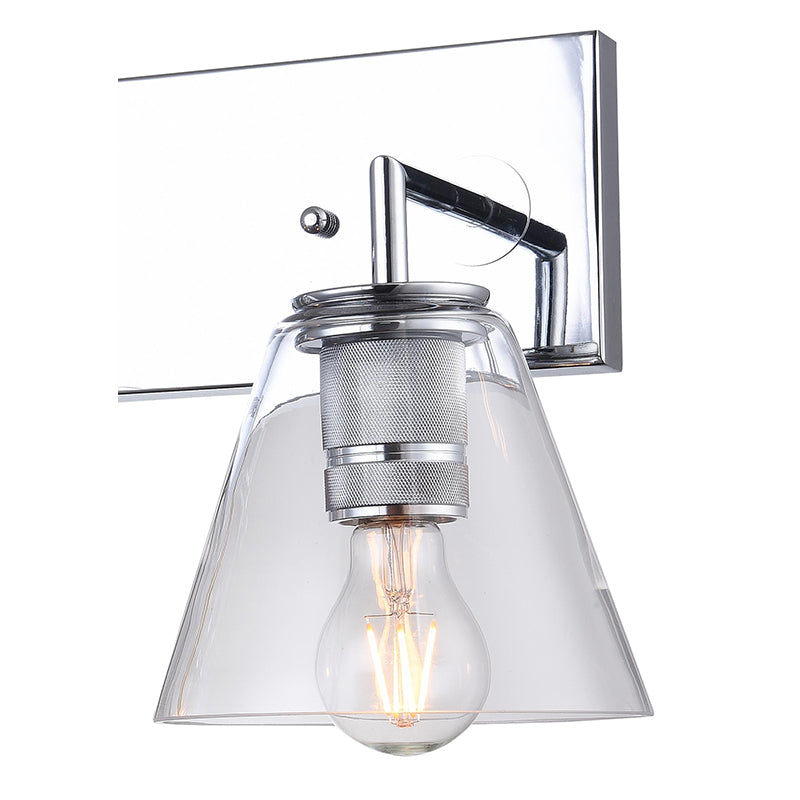 Chrome Frame Three Light Wall Sconce with Clear Glass Cone Shades by Bethel - view 4