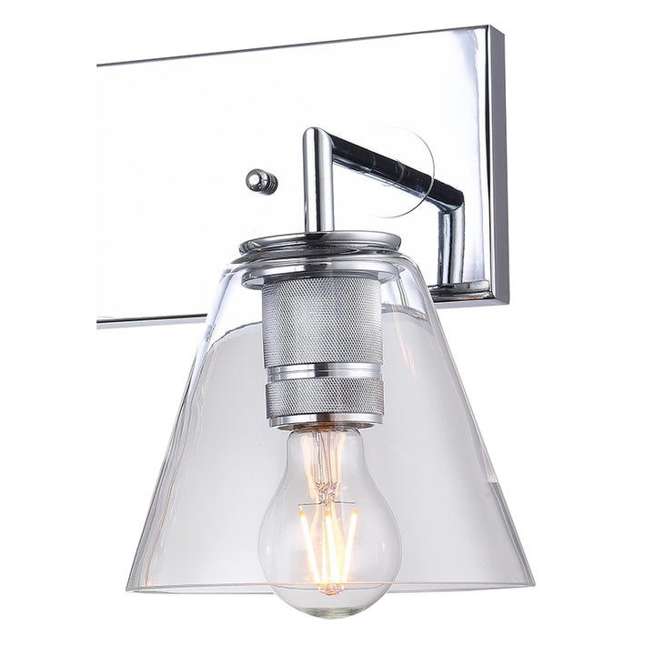Chrome Frame Three Light Wall Sconce with Clear Glass Cone Shades by Bethel - view 4