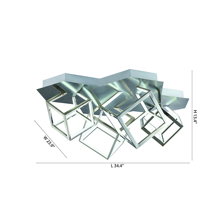 Four Light LED Box Flush Mount in a Metal Finish Metal: