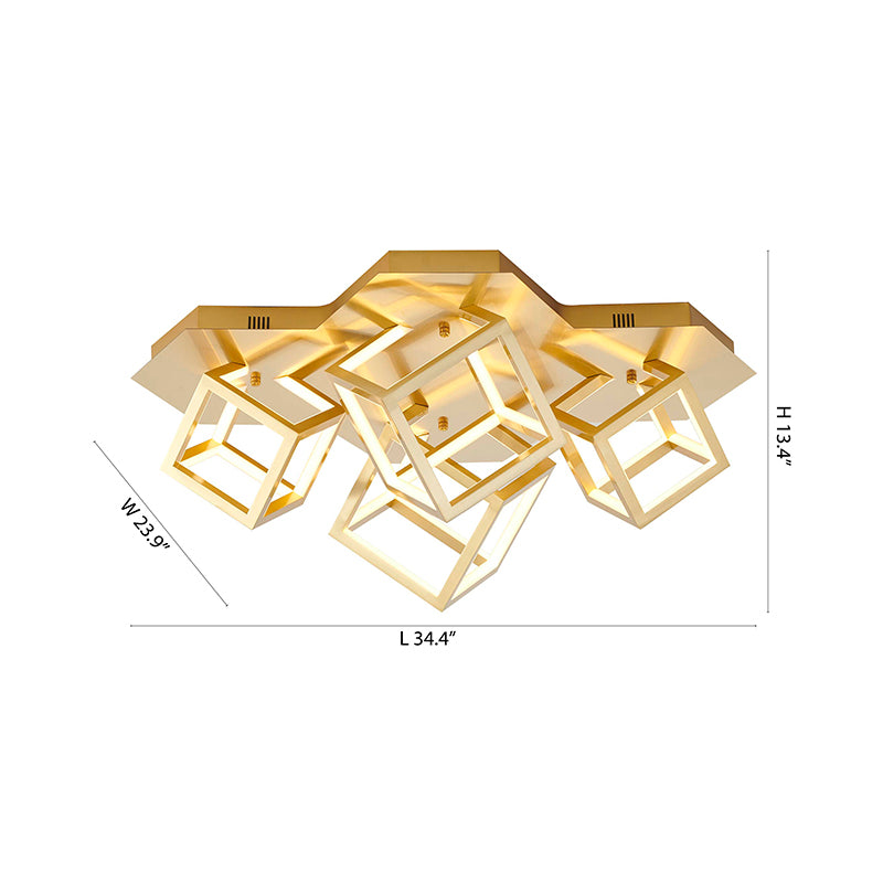 Four Light LED Box Flush Mount in a Metal Finish Metal: