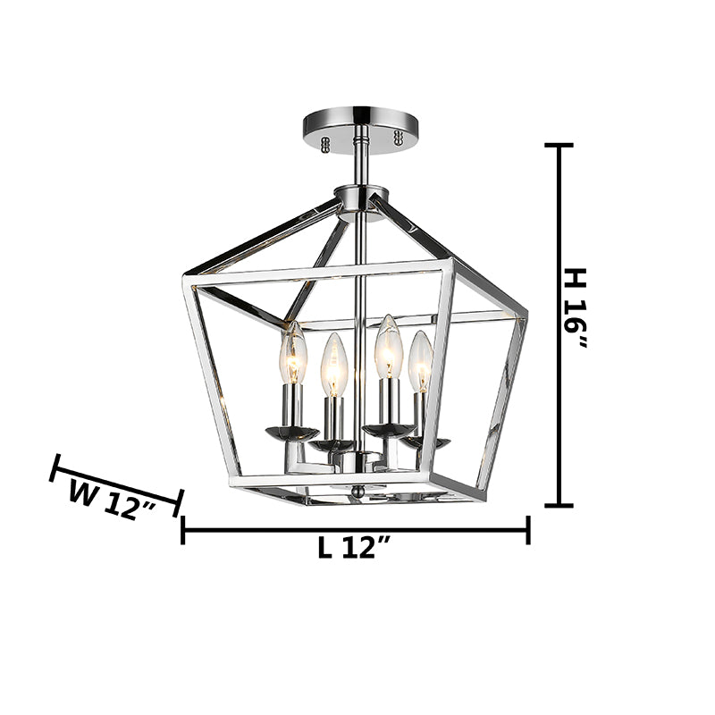 Candle Light Shiny Nickel Caged Frame Semi Flush Mount by Bethel - view 5