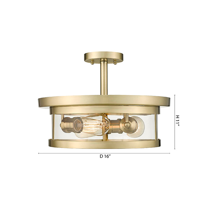 Round Semi Flush Mount with Clear Glass Shade by Bethel - view 15
