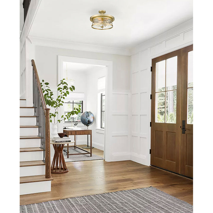 Round Semi Flush Mount with Clear Glass Shade by Bethel - view 16