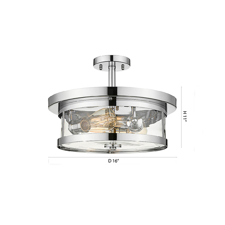Round Semi Flush Mount with Clear Glass Shade by Bethel - view 10