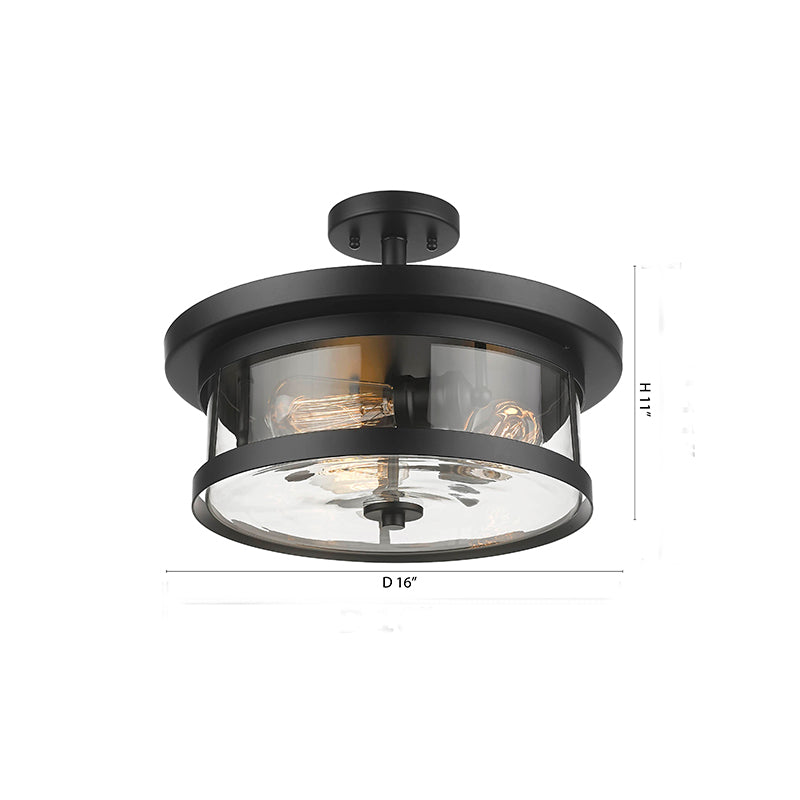 Round Semi Flush Mount with Clear Glass Shade by Bethel - view 3
